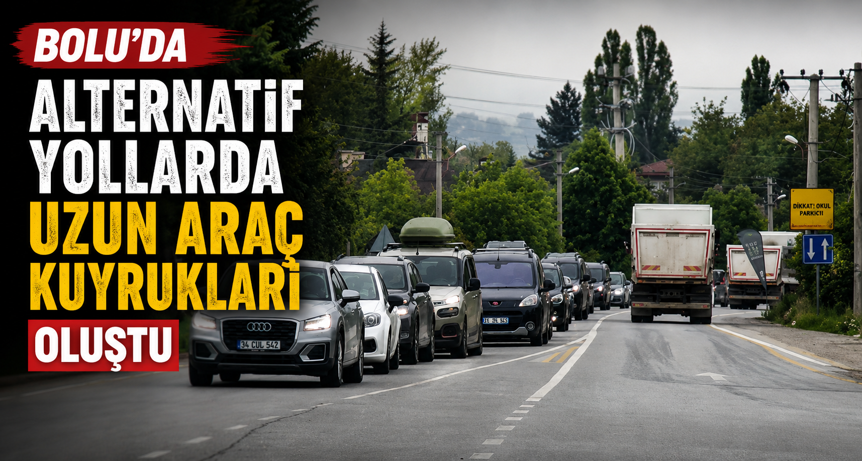 Bolu’da alternatif yollarda uzun araç kuyrukları oluştu