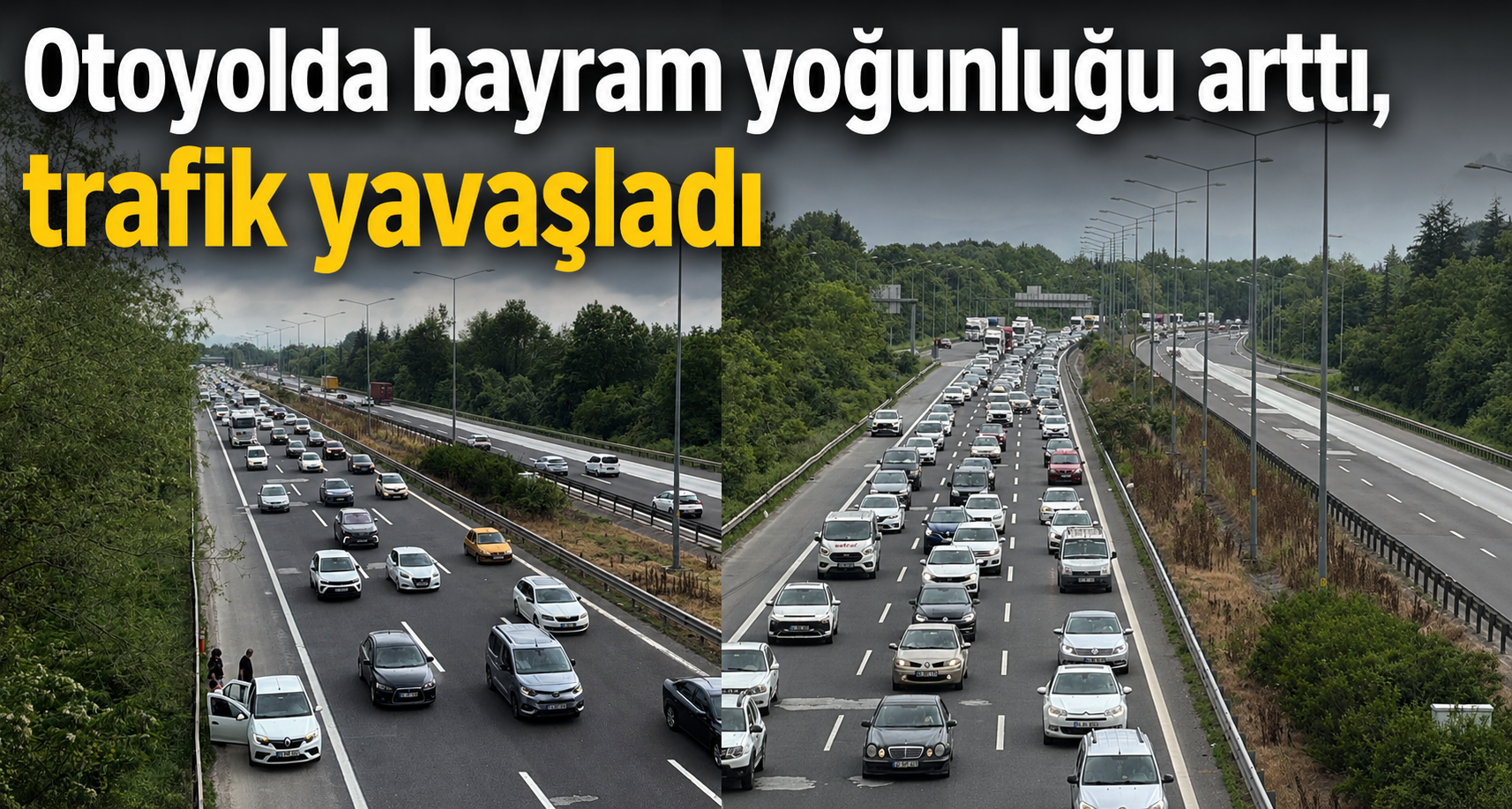 Otoyolda bayram yoğunluğu arttı, trafik yavaşladı