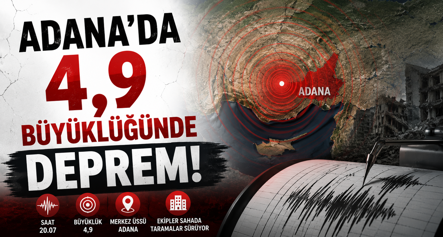 Adana'da 4,9 büyüklüğünde deprem!