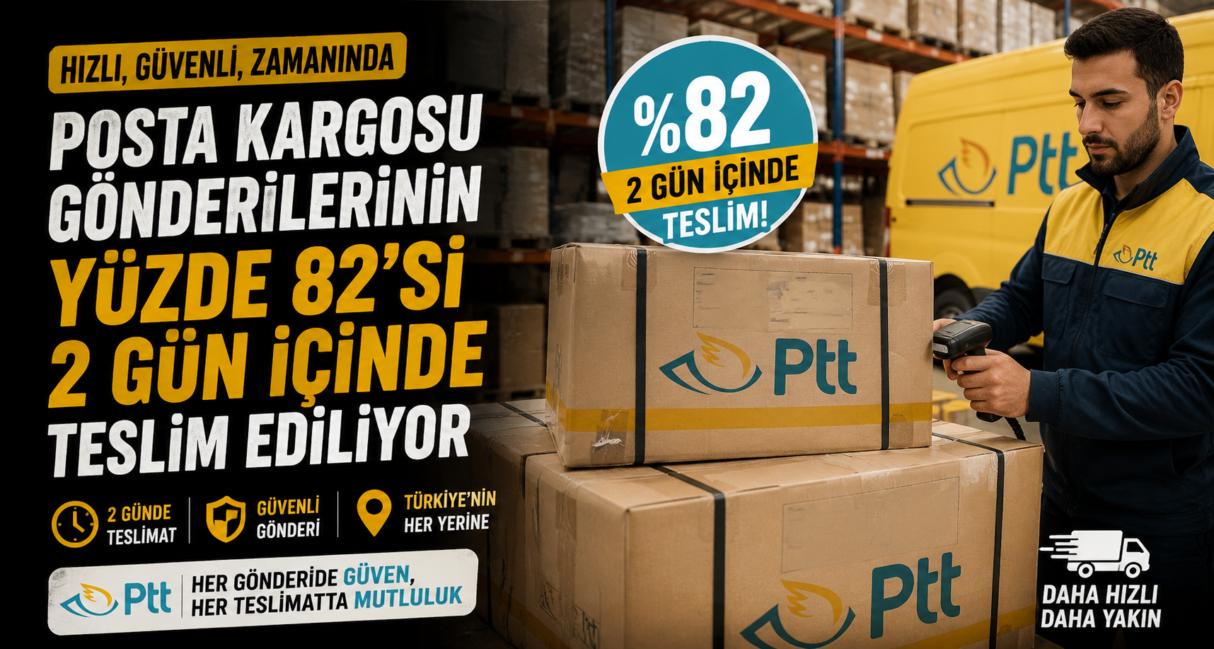 Posta kargosu gönderilerinin yüzde 82'si 2 gün içinde teslim ediliyor