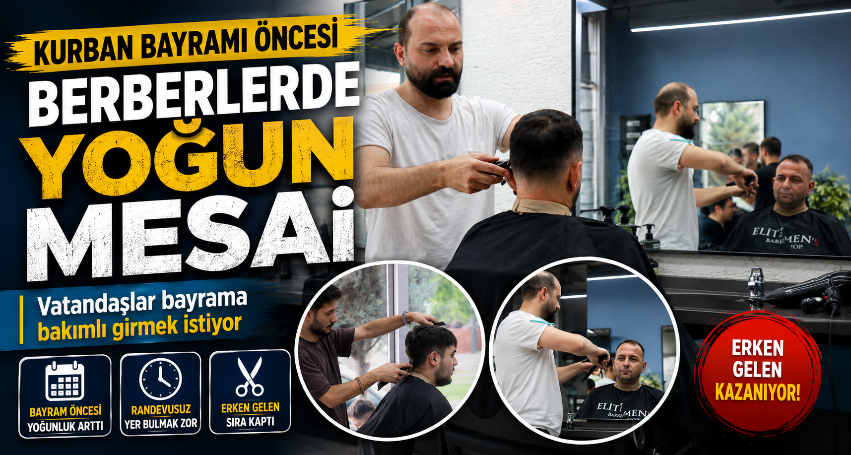 Kurban Bayramı öncesi berberlerde yoğun mesai