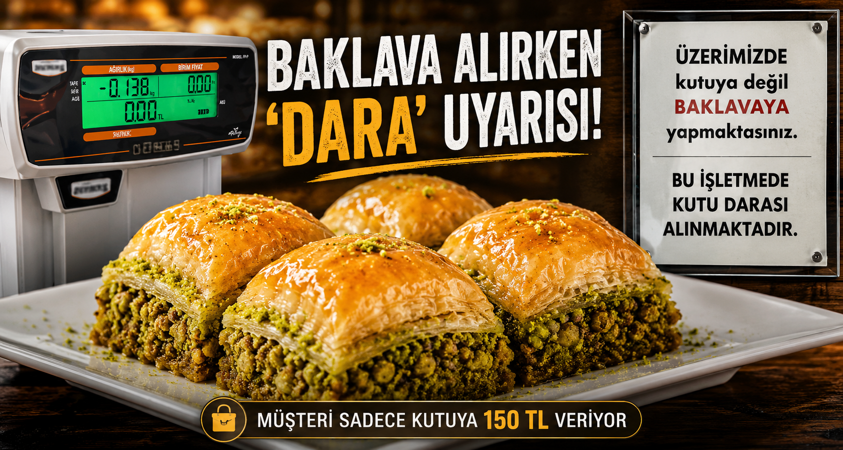 Baklava alırken kutuya para ödememek isteyenlere ‘Dara’ uyarısı