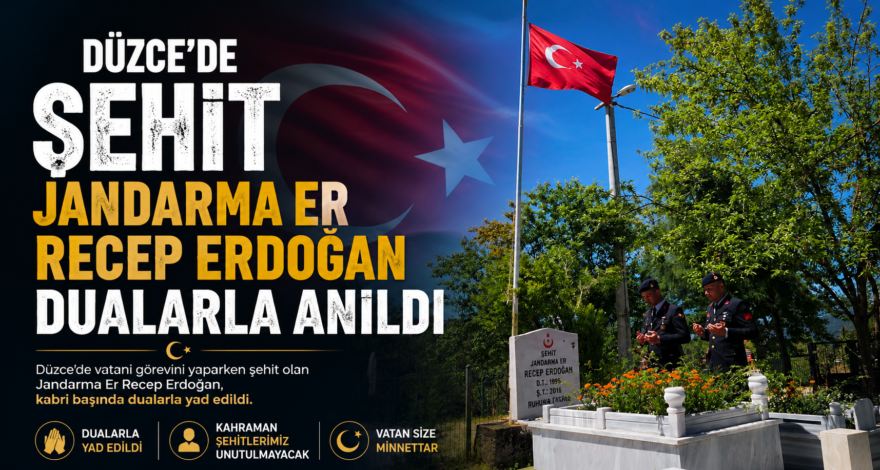 Düzce’de şehit Jandarma Er Recep Erdoğan dualarla anıldı