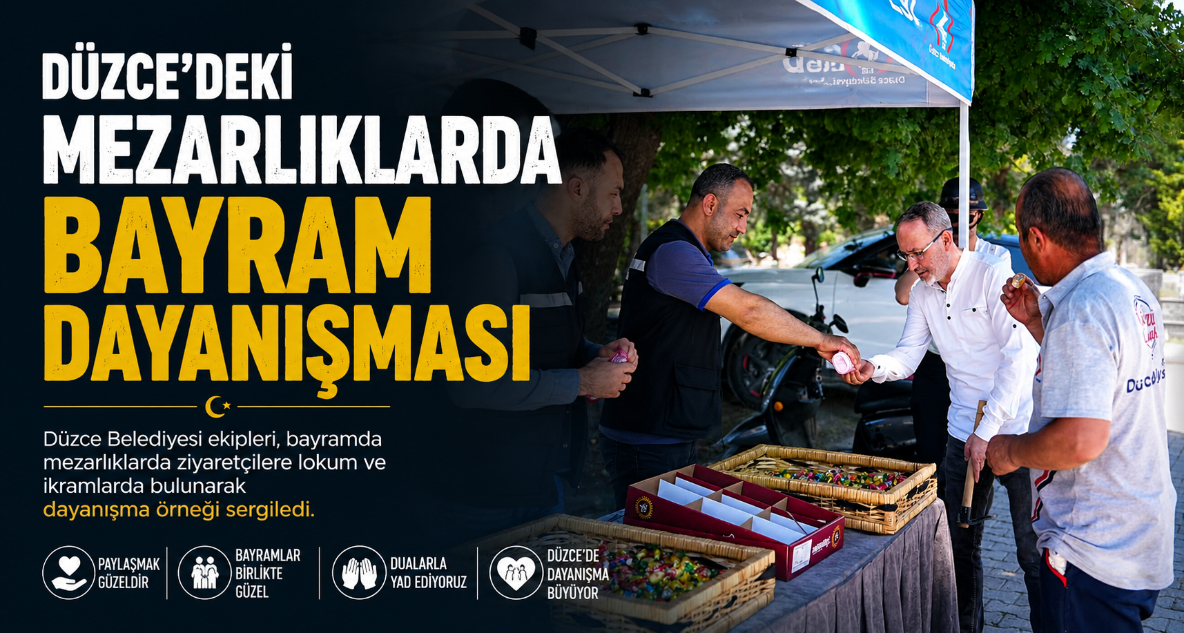 Düzce’deki mezarlıklarda bayram dayanışması