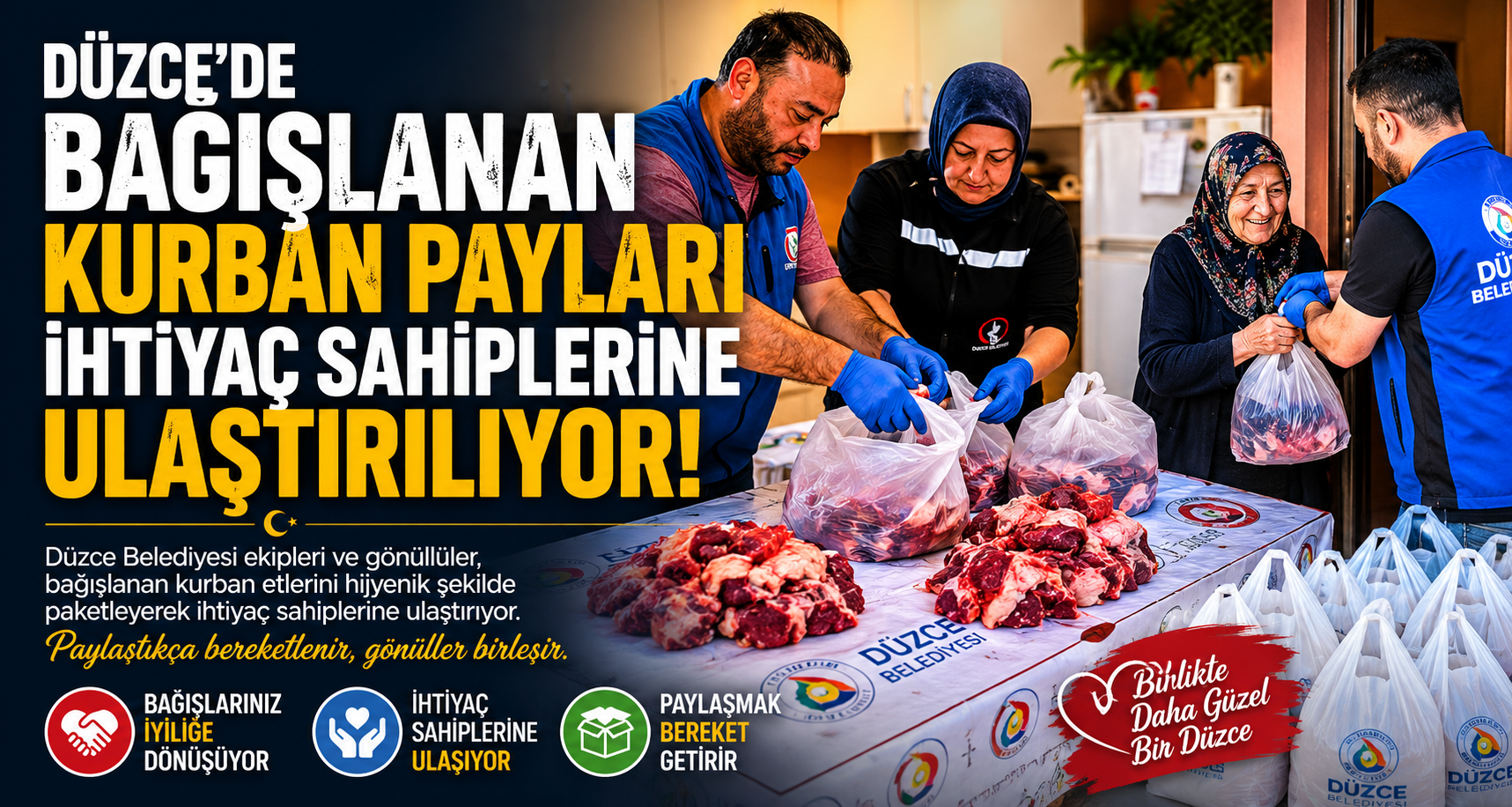 Düzce’de bağışlanan kurban payları ihtiyaç sahiplerine ulaştırılıyor
