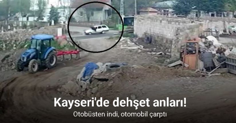 Otobüsten indi, otomobil çarptı: O anlar kamerada