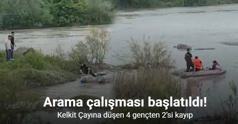 Tokat’ta elektrikli bisikletle Kelkit Çayına düşen 4 gençten 2’si kayıp