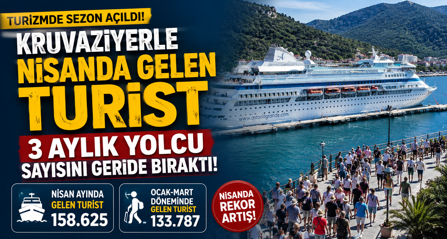Kruvaziyerle nisanda gelen turist, 3 aylık yolcu sayısından fazla