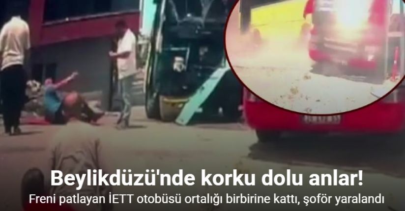 Beylikdüzü’nde freni boşalan İETT otobüsü park halindeki araçlara çarptı