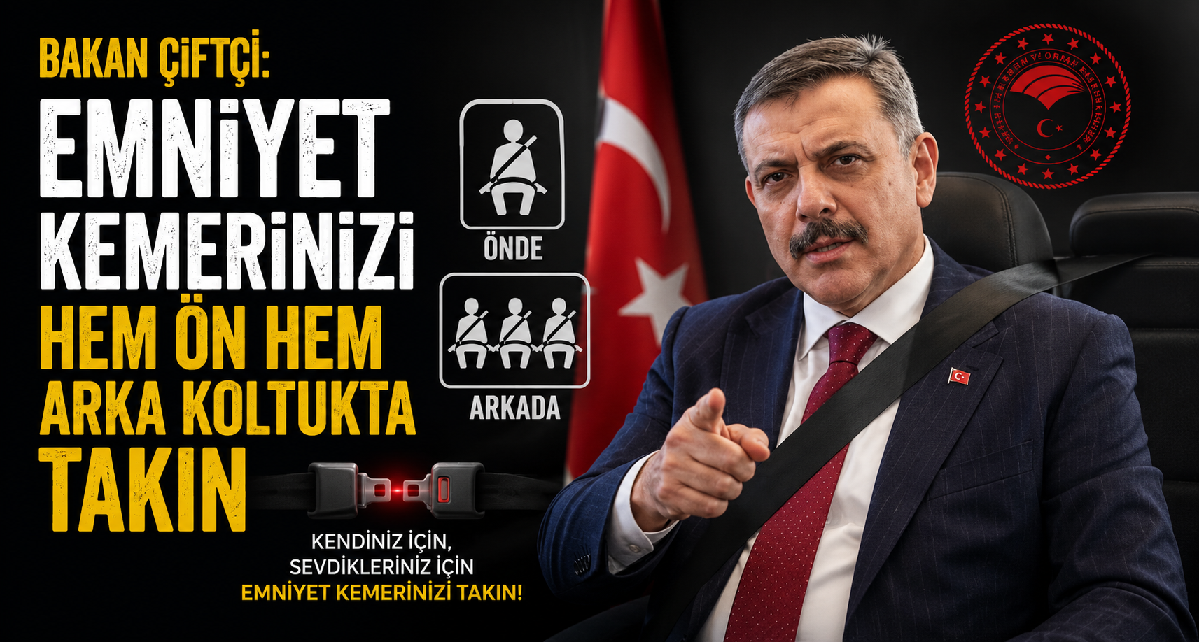 Bakan Çiftçi: Emniyet kemerinizi hem ön hem arka koltukta takın