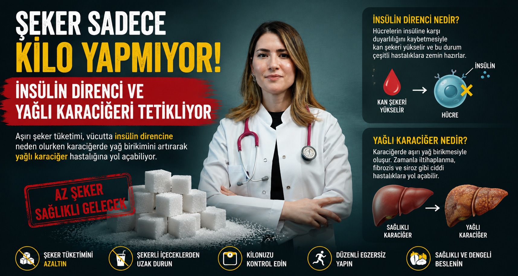 Şeker sadece kilo yapmıyor insülin direnci ve yağlı karaciğeri tetikliyor