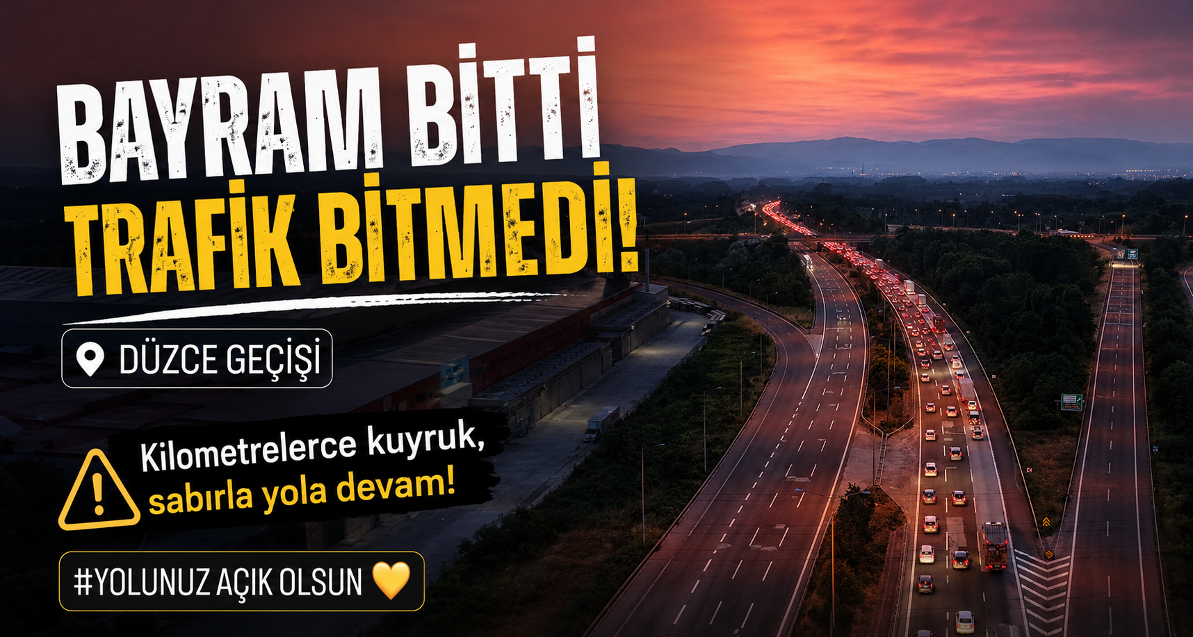 Bayram bitti trafik bitmedi: Düzce geçişinde kilometrelerce kuyruk