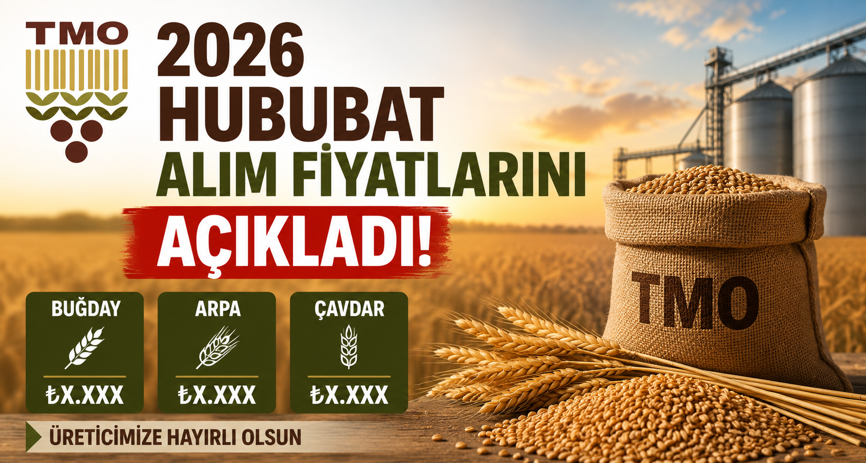 TMO 2026 hububat alım fiyatlarını açıkladı