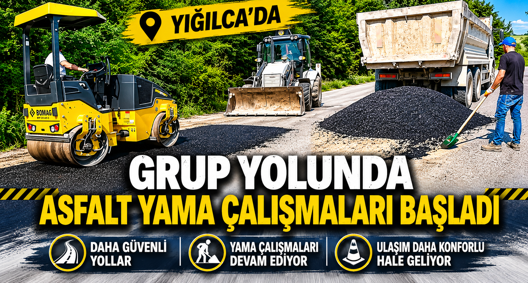 Yığılca'da Grup Yolunda Asfalt Yama Çalışmaları Başladı