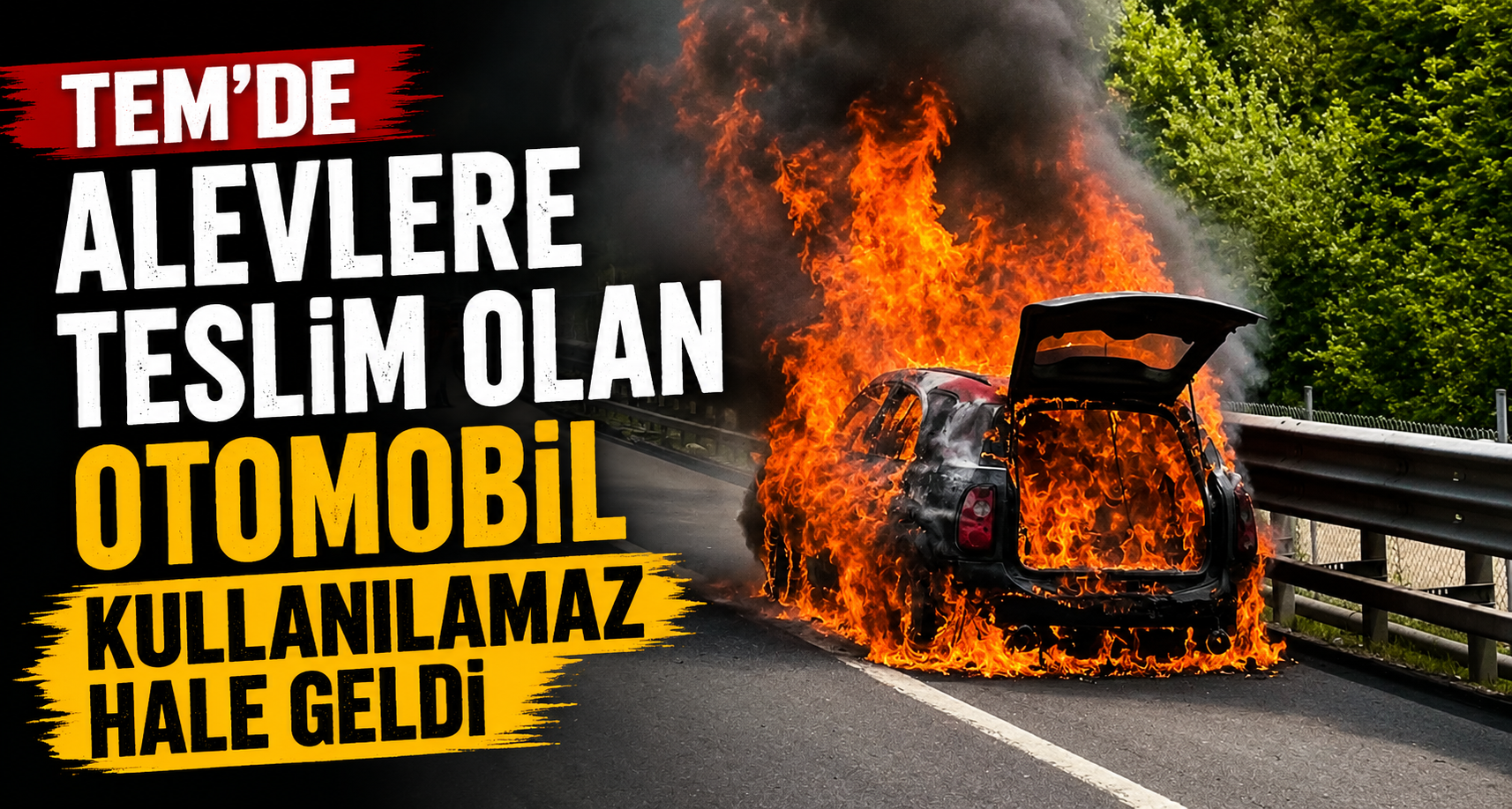 TEM’de alevlere teslim olan  otomobil kullanılamaz hale geldi