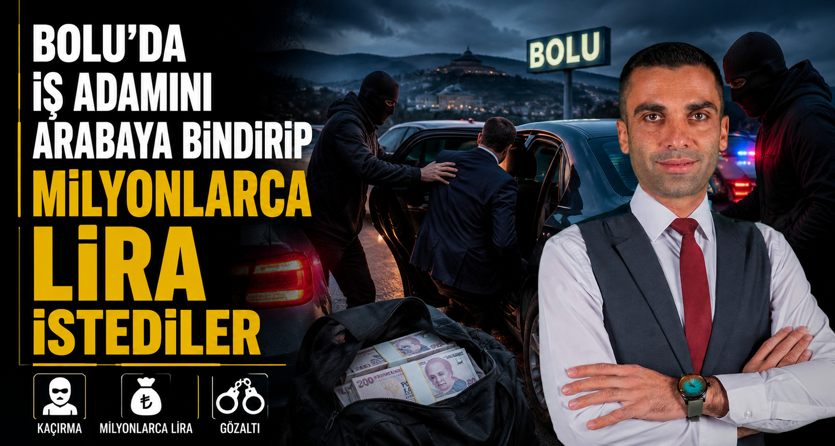 Bolu’da iş adamını arabaya bindirip milyonlarca lira istediler