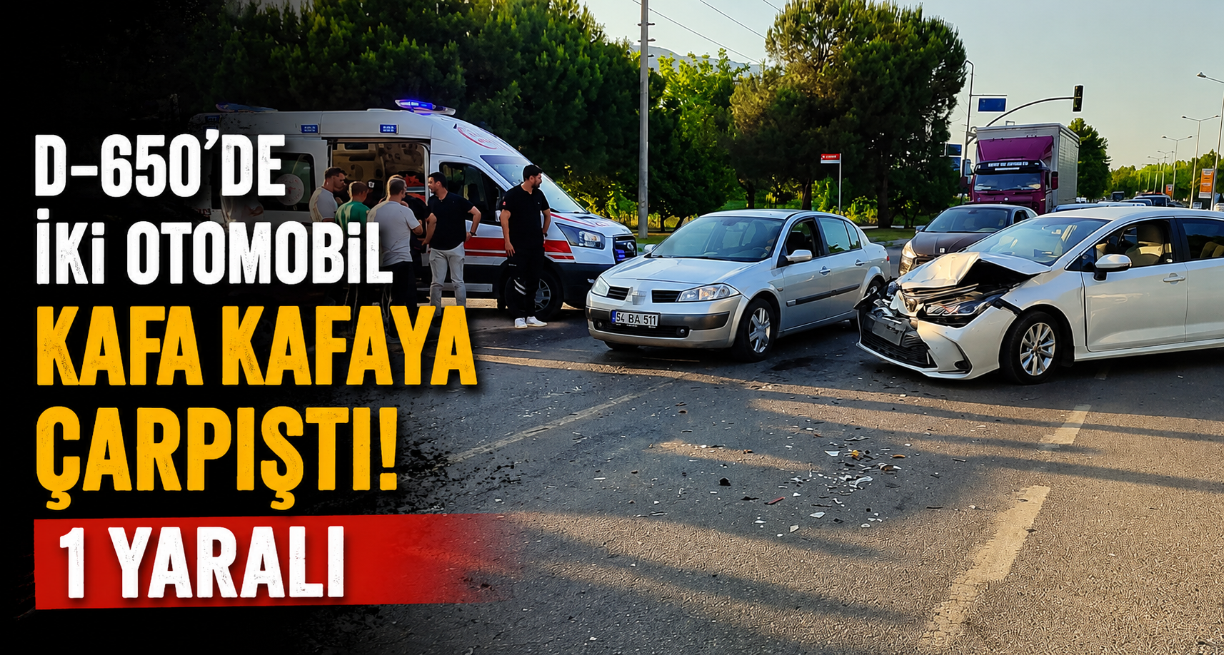 D-650’de iki otomobil kafa kafaya çarpıştı: 1 yaralı
