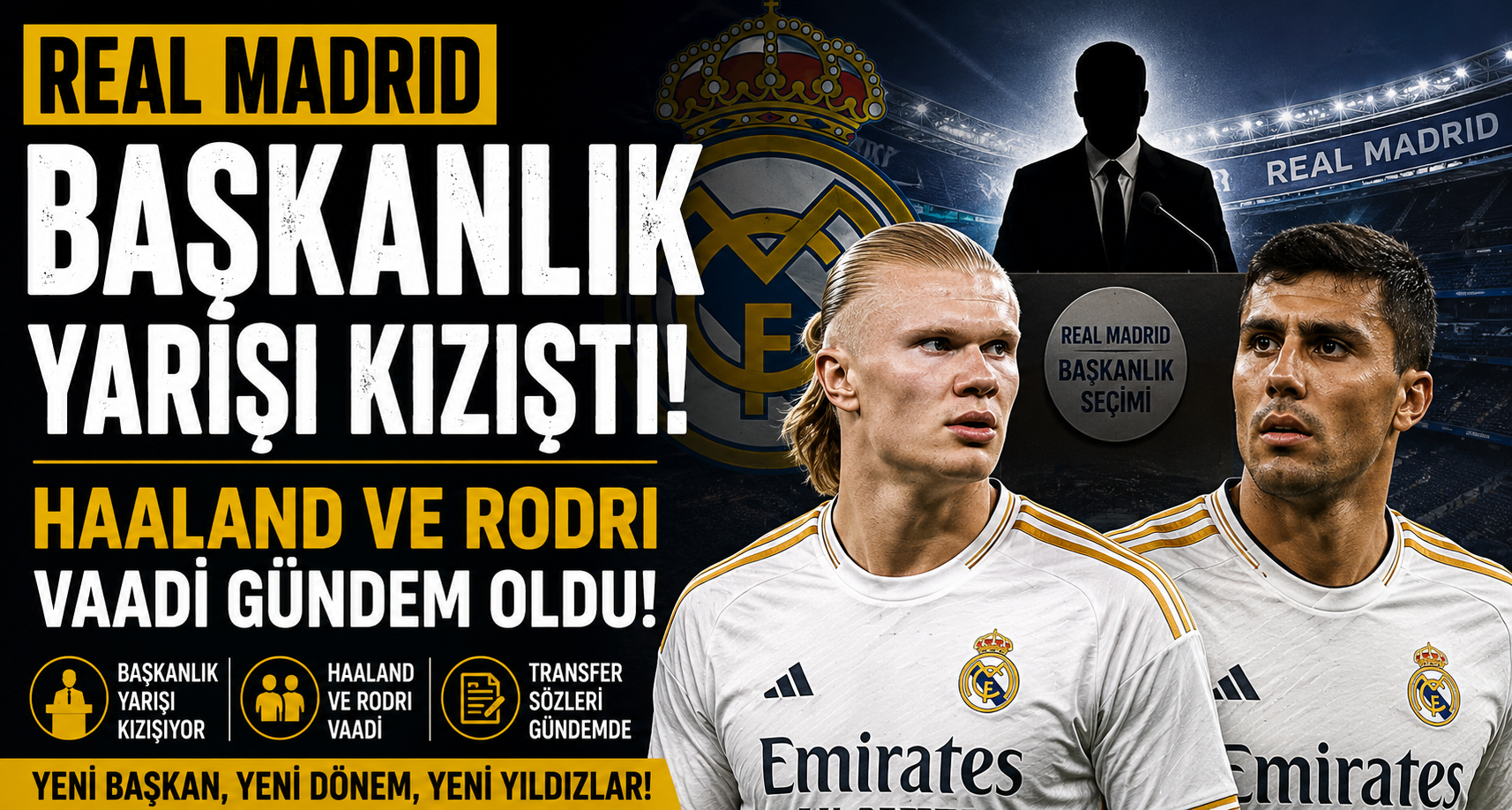 Real Madrid Başkanlık Yarışı Kızıştı! Haaland ve Rodri Vaadi Gündem Oldu