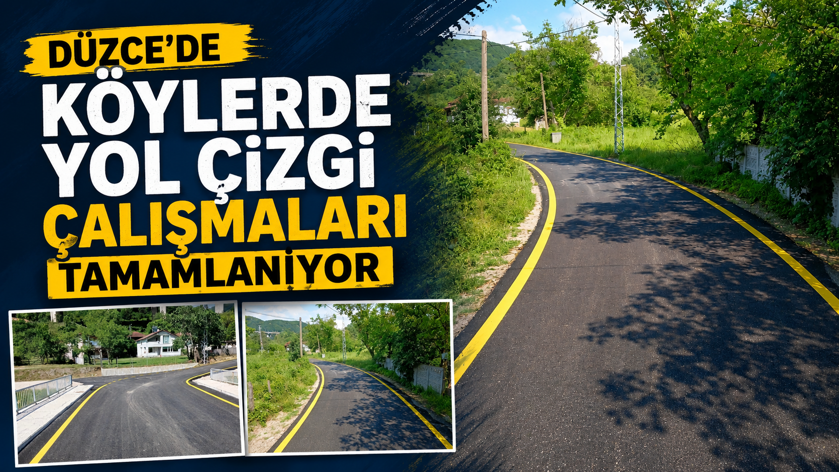 Düzce’de Köylerde Yol Çizgi Çalışmaları Tamamlanıyor