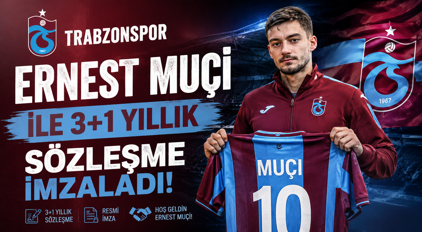 Trabzonspor, Ernest Muçi ile 3+1 yıllık sözleşme imzaladı