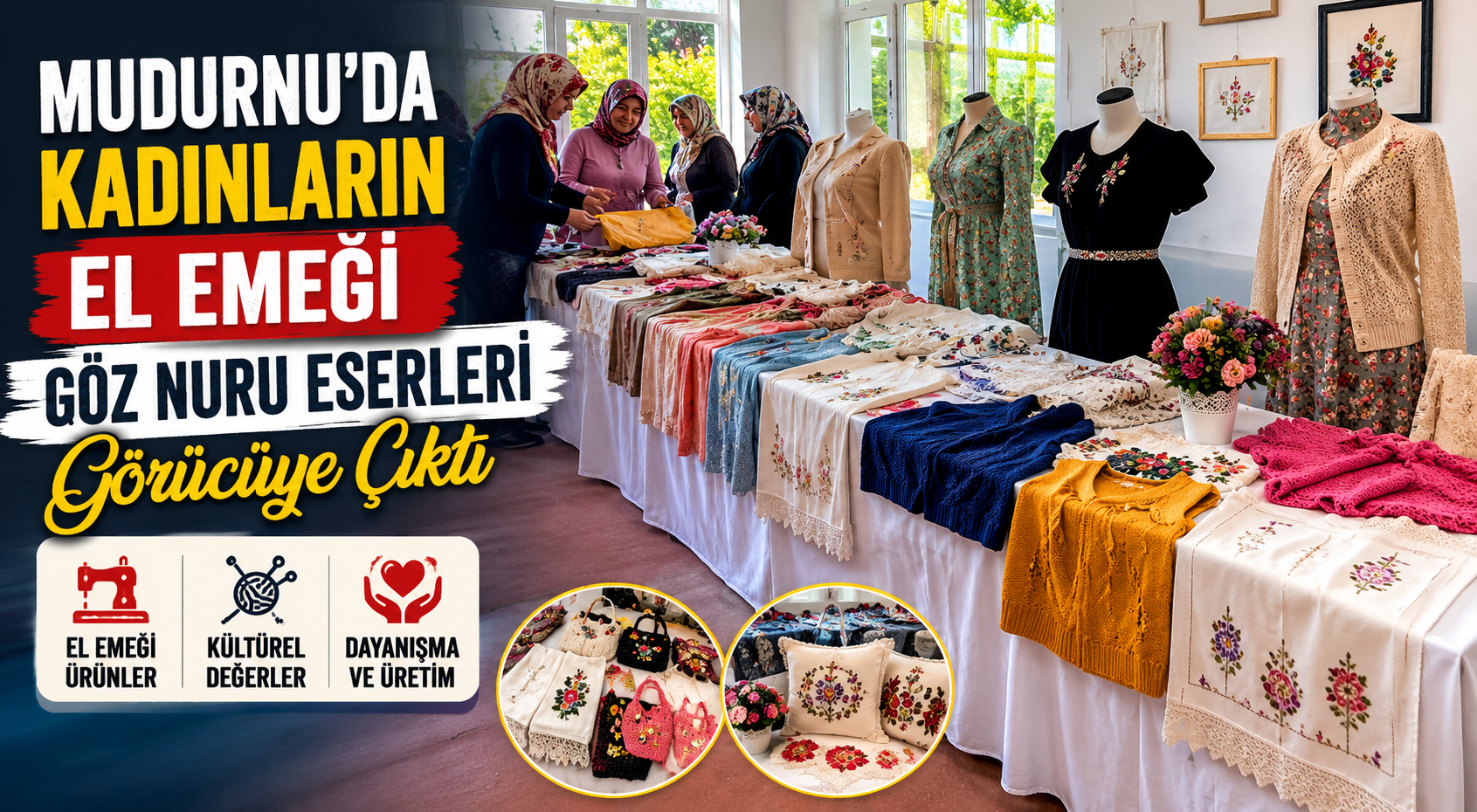 Mudurnu’da kadınların el emeği göz nuru eserleri görücüye çıktı