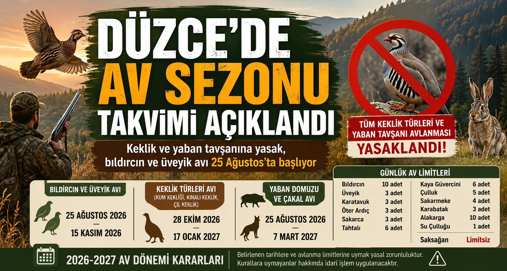 Düzce'de Av Kararları Açıklandı