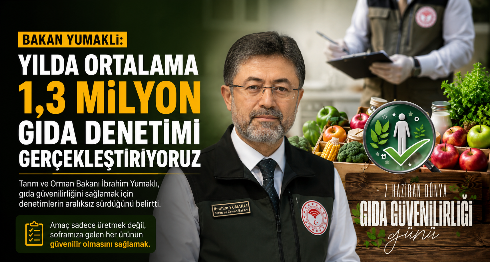Bakan Yumaklı: Yılda ortalama 1,3 milyon gıda denetimi gerçekleştiriyoruz