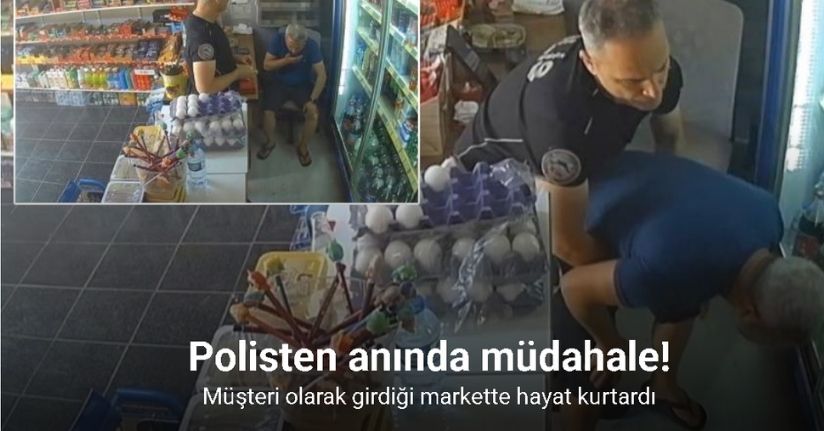 Nefes borusuna şeker kaçan bakkalı polis memuru kurtardı