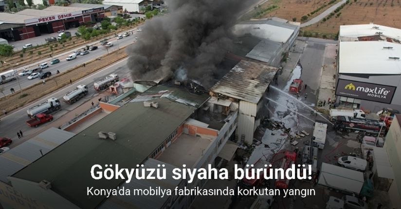 Mobilya fabrikasındaki yangın korkuttu
