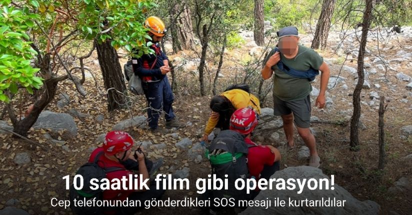 Cep telefonundan gönderdikleri SOS mesajı ile kurtarıldılar