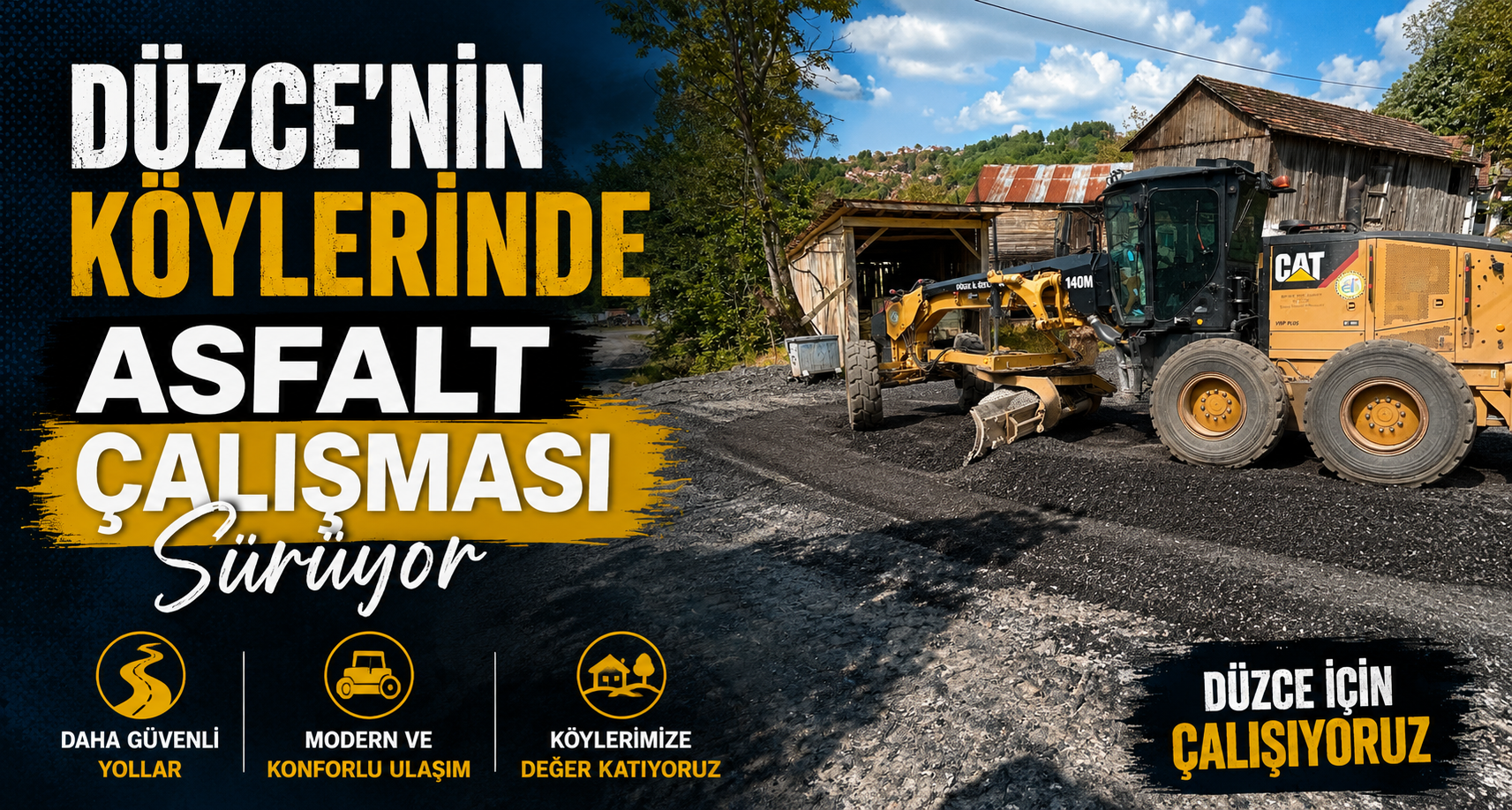Düzce'nin köylerinde asfalt çalışması sürüyor
