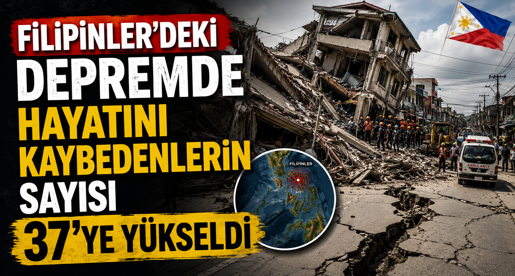 Filipinler'deki depremde hayatını kaybedenlerin sayısı 37'ye yükseldi