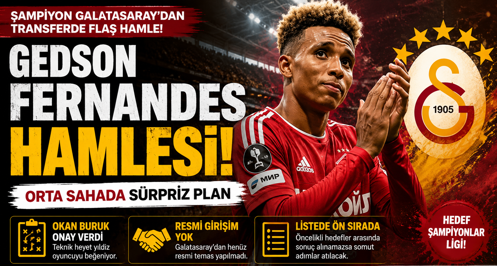 Galatasaray'dan Gedson Fernandes Hamlesi! Orta Sahada Sürpriz Plan