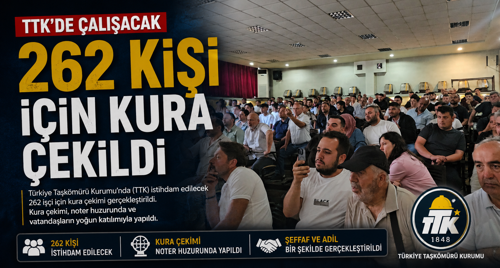 TTK’de çalışacak 262 kişi için kura çekildi