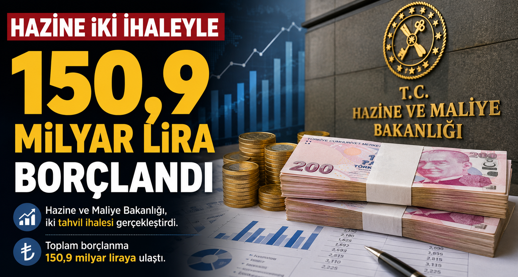 Hazine İki İhaleyle 150,9 Milyar Lira Borçlandı