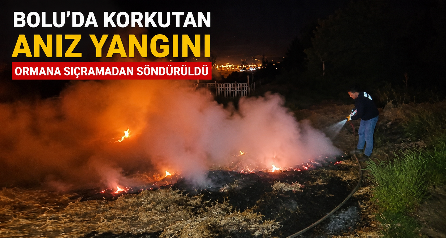 Bolu’da korkutan anız yangını: Ormana sıçramadan söndürüldü