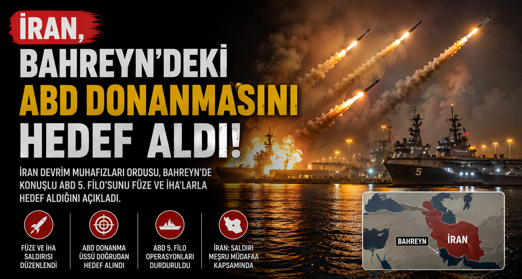 İran, Bahreyn'deki ABD donanmasını hedef aldı
