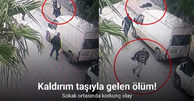 Kaldırım taşıyla gelen ölüm kamerada