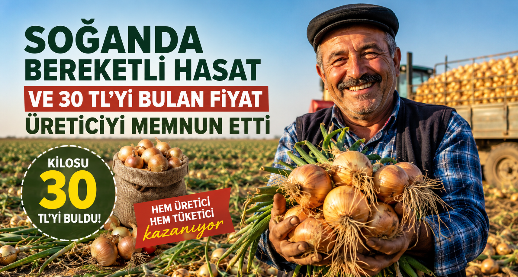 Soğanda bereketli hasat ve 30 TL’yi bulan fiyat üreticiyi memnun etti