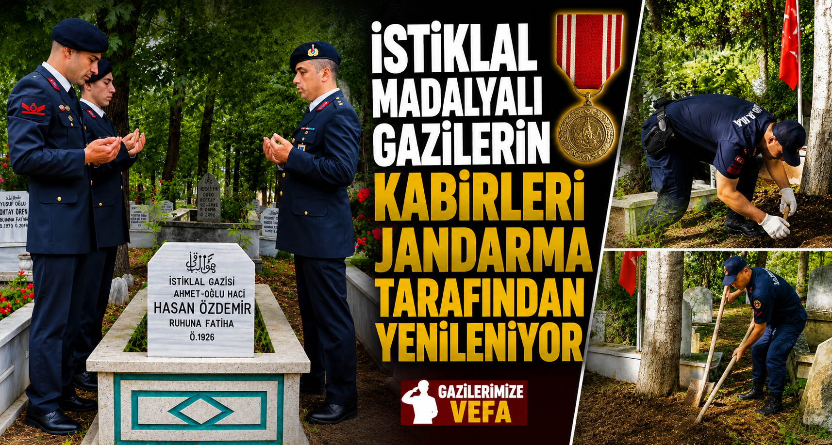 İstiklal Madalyalı gazilerin kabirleri jandarma tarafından yenileniyor