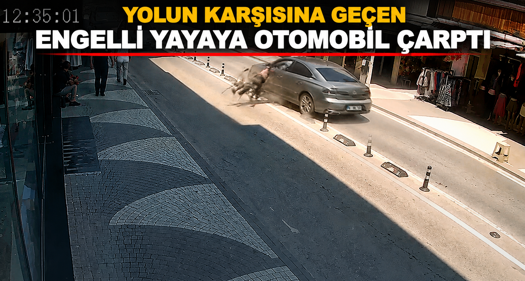 Yolun karşısına geçen engelli yayaya otomobil çarptı