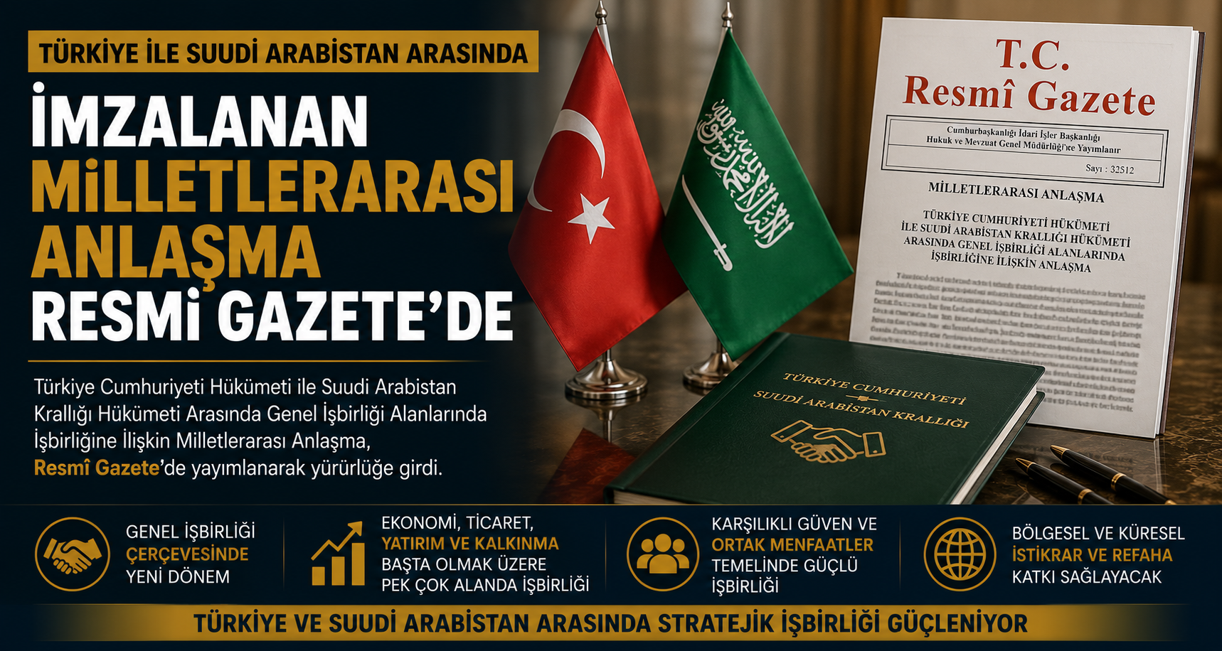 Türkiye ile Suudi Arabistan arasında imzalanan Milletlerarası Anlaşma Resmi Gazete’de