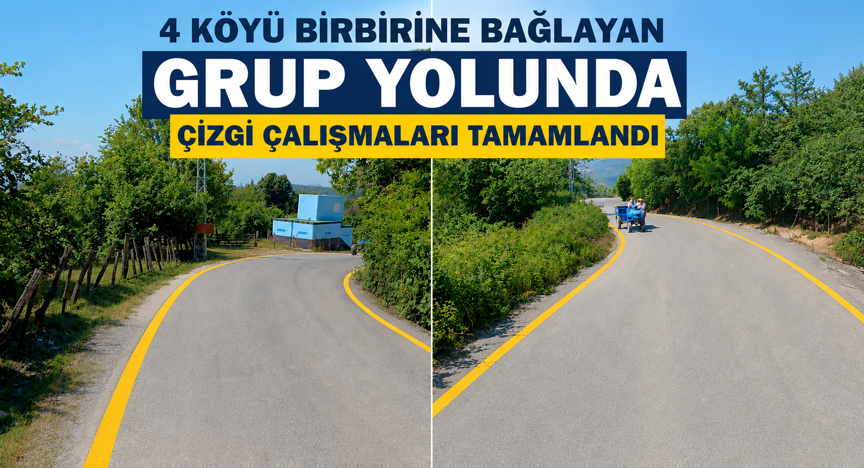 4 Köyü Birbirine Bağlayan Grup Yolunda Çizgi Çalışmaları Tamamlandı
