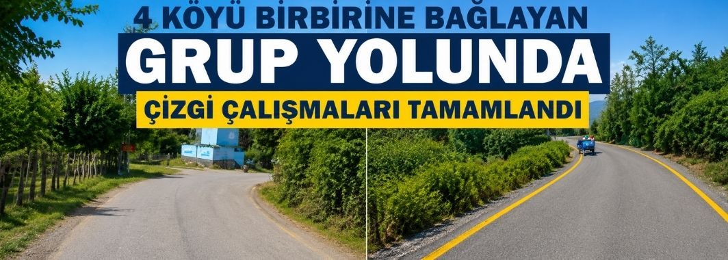 4 Köyü Birbirine Bağlayan Grup Yolunda Çizgi Çalışmaları Tamamlandı