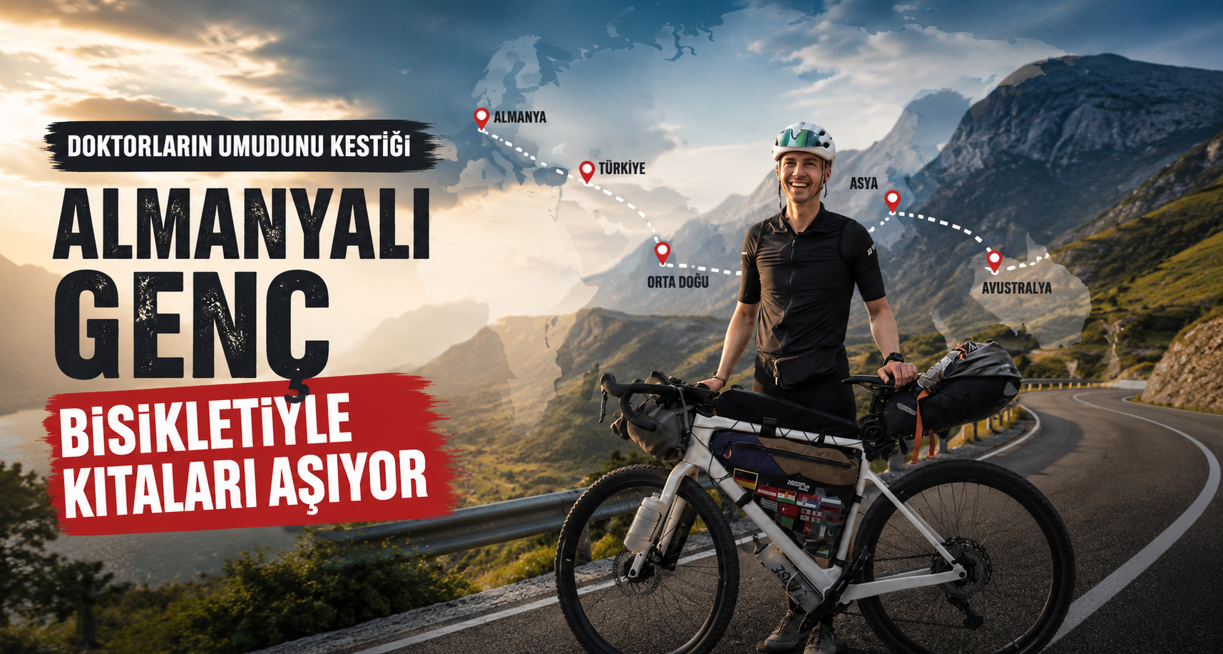 Doktorların umudunu kestiği Almanyalı genç bisikletiyle kıtaları aşıyor