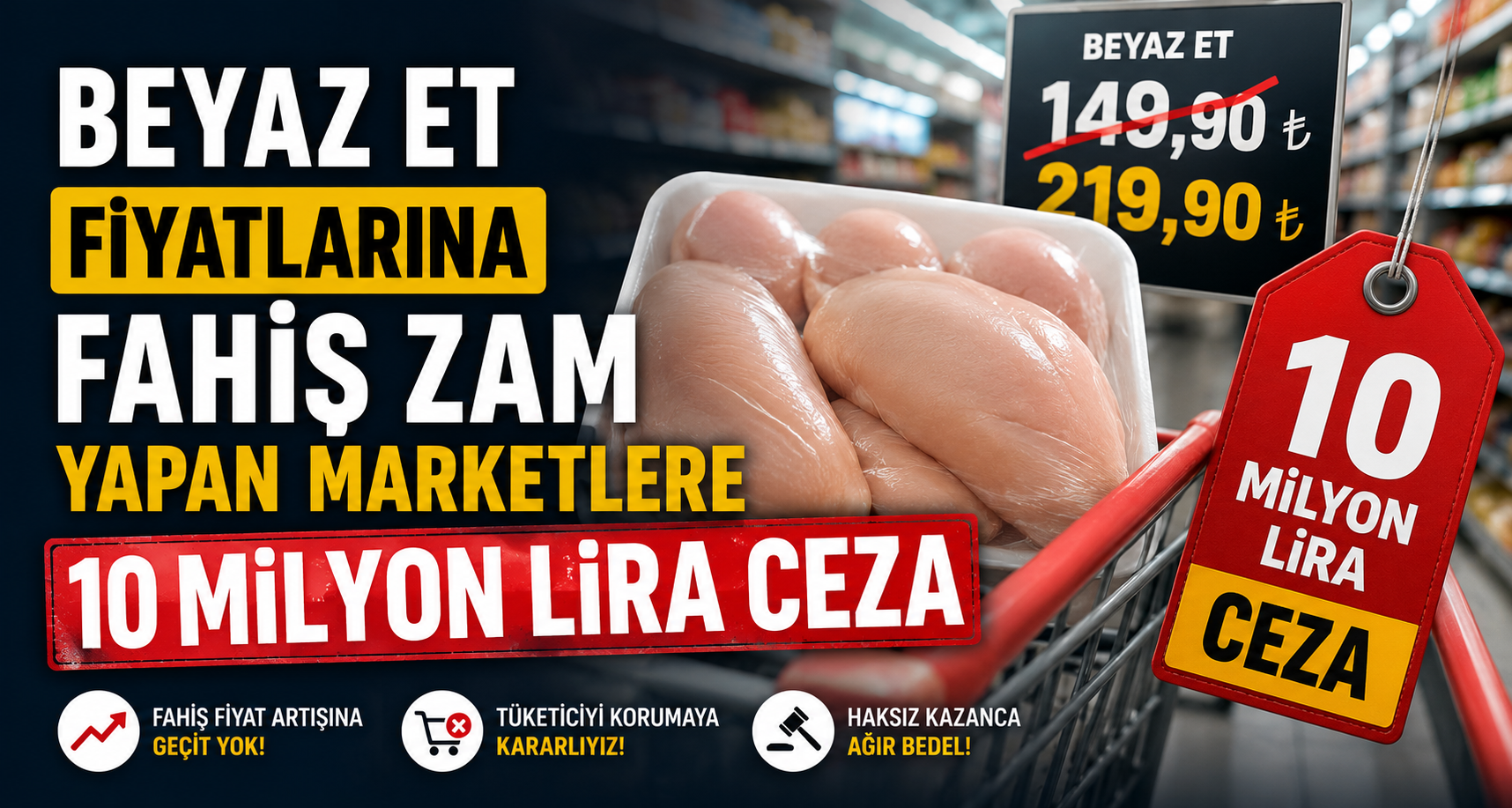 Beyaz et fiyatlarına fahiş zam yapan marketlere 10 milyon lira ceza