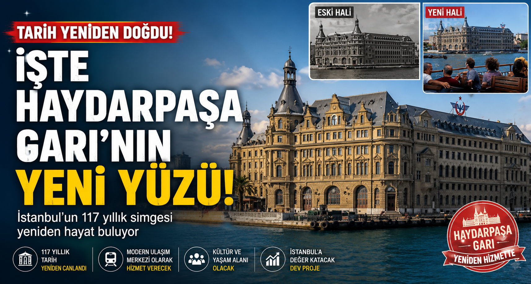 İstanbul’un simgelerinden Haydarpaşa Garı yeni yüzüne kavuştu