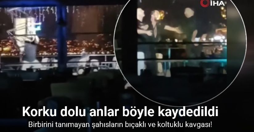 Birbirini tanımayan şahısların bıçaklı ve koltuklu kavgası kameraya yansıdı