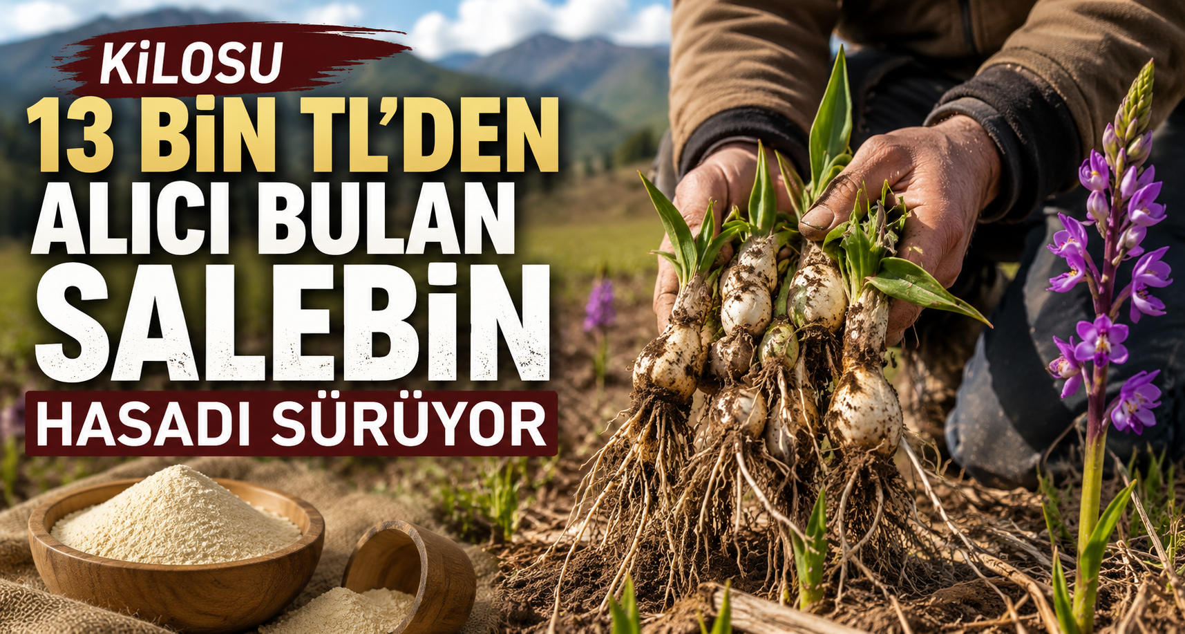 Kilosu 13 bin TL’den alıcı bulan salebin hasadı sürüyor