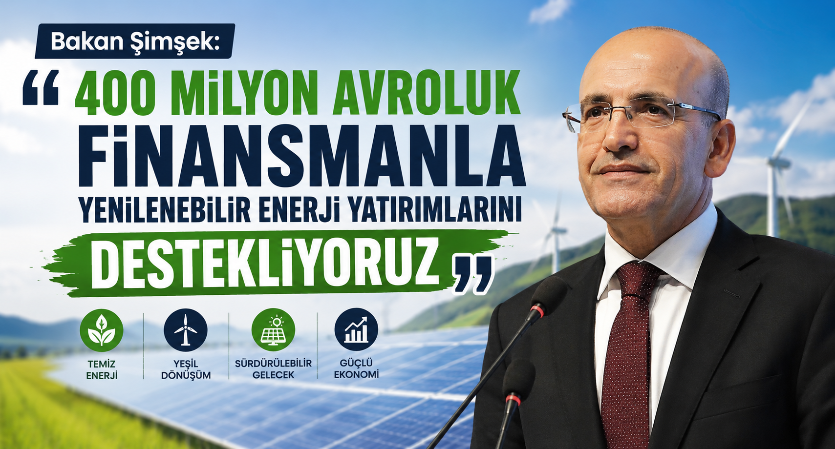 Yenilenebilir enerjiye 400 Milyon Euro Destek